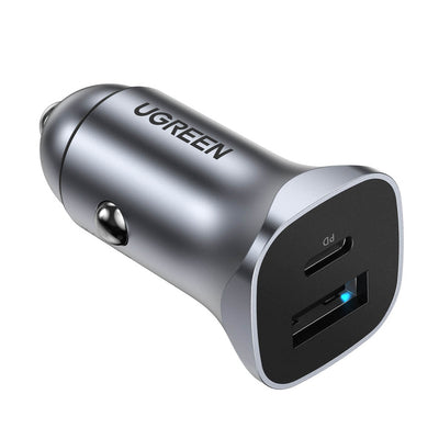 Ugreen CD130 USB-A / USB-C 30W Car Charger - Gray