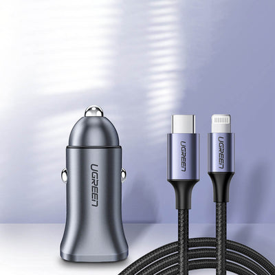 Ugreen CD130 USB-A / USB-C 30W Car Charger - Gray