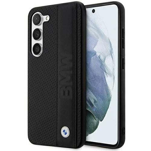 Case BMW BMHCS23M22RDPK S23+ S916 black/black hardcase Leather Textured & Stripe