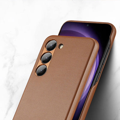 Dux Ducis Grit case for Samsung Galaxy S23+ elegant case made of artificial leather brown