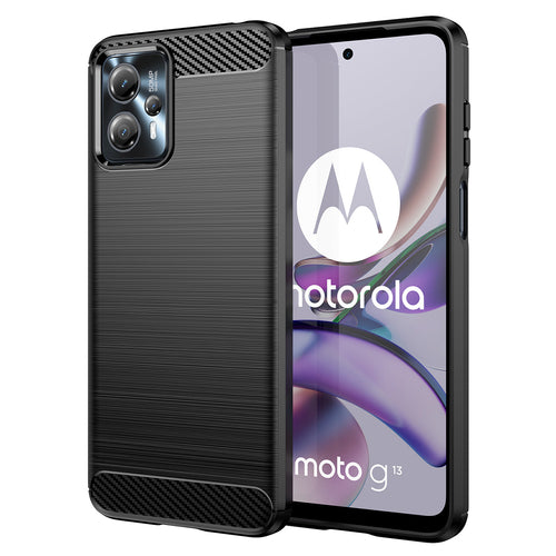 Carbon Case for Motorola Moto G13 flexible silicone carbon cover black — Hurtel