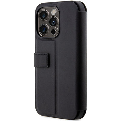 Case BMW BMBKP14L22RVSK iPhone 14 Pro 6.1" black/black bookcase Leather Stamp Blue Lines