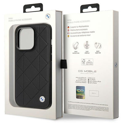 Case BMW BMHCP14L22RQDK iPhone 14 Pro 6.1" black/black Leather Quilted