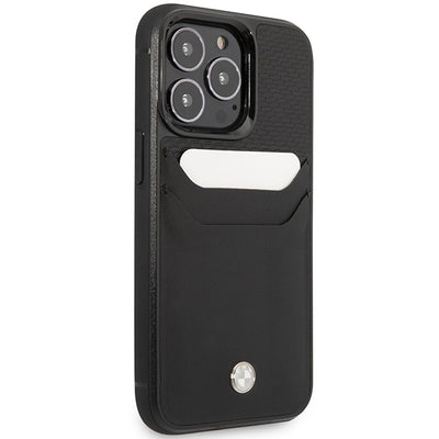 Case BMW BMHCP14L22RSEPK iPhone 14 Pro 6.1" black/black Leather Card Slot
