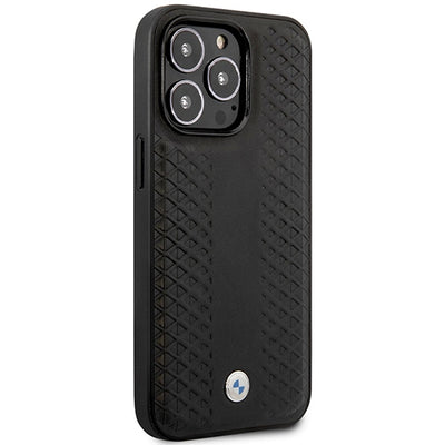 Case BMW BMHMP14X22RFGK iPhone 14 Pro Max 6.7" black/black Leather Diamond Pattern MagSafe