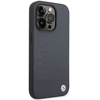 Case BMW BMHMP14XSLLNA iPhone 14 Pro Max 6.7" navy/navy hardcase Leather Hot Stamp MagSafe