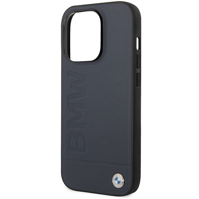 Case BMW BMHMP14XSLLNA iPhone 14 Pro Max 6.7" navy/navy hardcase Leather Hot Stamp MagSafe