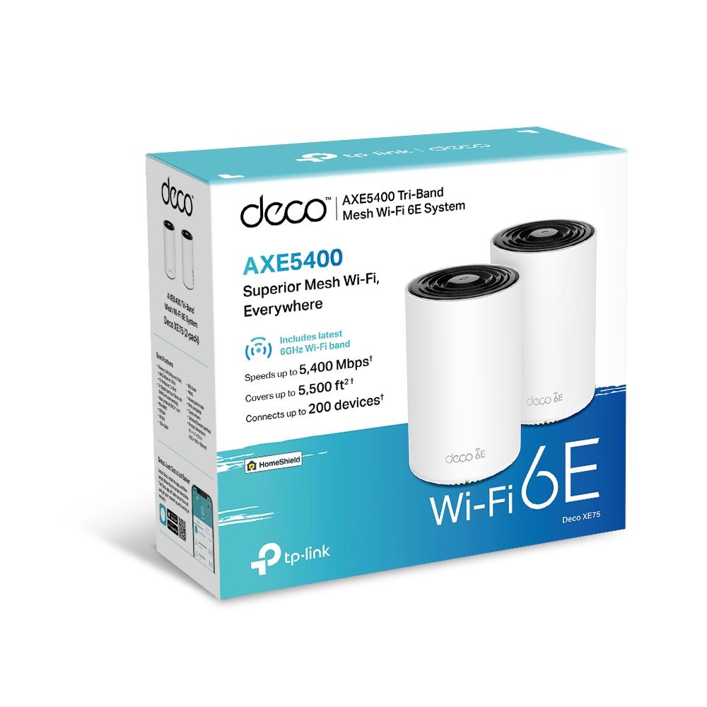 Wireless Router TP-LINK Wireless Access Point / Router 2-pack 5400 Mbps Mesh Wi-Fi 6e 3x10/100/1000M Number of antennas 4 DECOXE75(2-PACK)