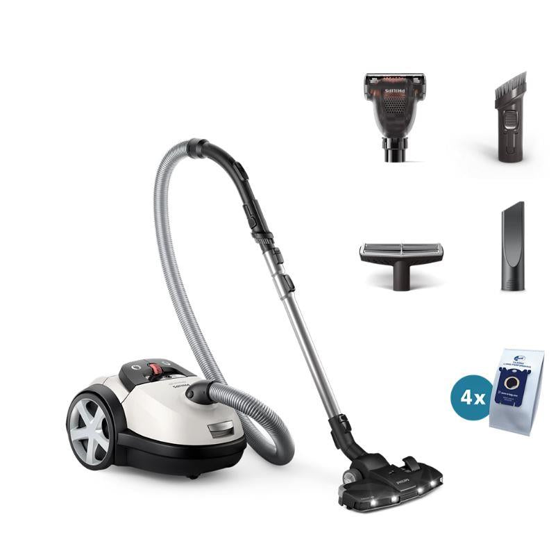 Vacuum Cleaner PHILIPS Performer LED 8000 Series Bagged/For carpets 900 Watts Noise 75 dB White Weight 5.3 kg XD8142/12
