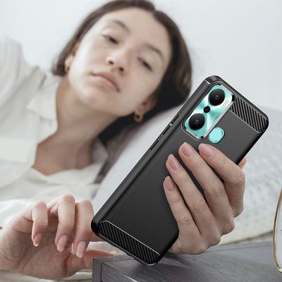 Carbon Case case for Infinix Hot 20 Play flexible silicone carbon cover black — Hurtel