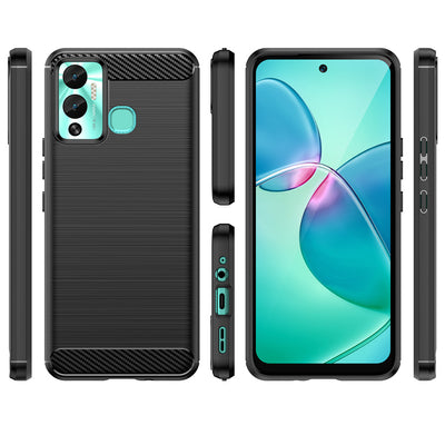 Carbon Case case for Infinix Hot 12 Play NFC / Hot 12 Play flexible silicone carbon cover black — Hurtel