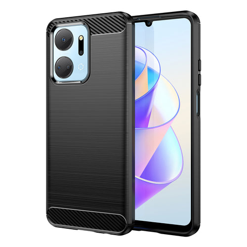 Carbon Case case for Honor Play 40 Plus / Honor X7a flexible silicone carbon cover black — Hurtel