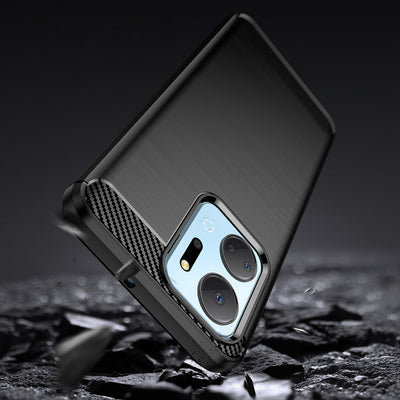 Carbon Case case for Honor Play 40 Plus / Honor X7a flexible silicone carbon cover black — Hurtel