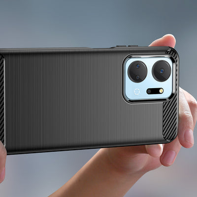 Carbon Case case for Honor Play 40 Plus / Honor X7a flexible silicone carbon cover black — Hurtel