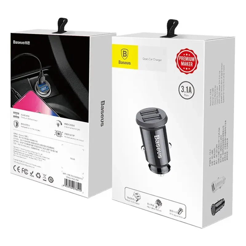 Baseus Grain Car Charger 2x USB 5V 3.1A (white) - Product Image 5