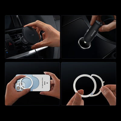 Baseus CW01 MagSafe 15W USB 25W inductive car charger - black