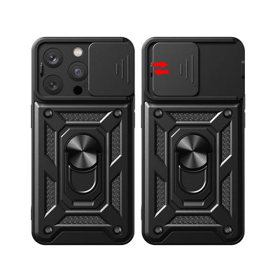 Armor Camshield Case with Stand and Camera Cover for iPhone 15 Pro Max Hybrid Armor Camshield - Blue — Hurtel