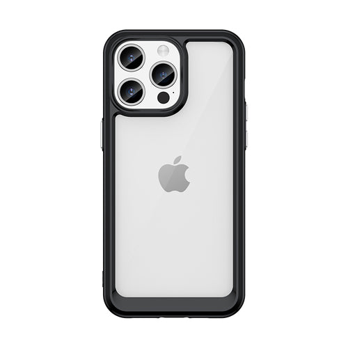 iPhone 15 Pro Outer Space reinforced case with a flexible frame - black — Hurtel