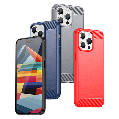 Flexible carbon pattern case for iPhone 15 Pro Max Carbon Case - blue — Hurtel