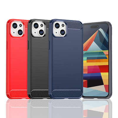 Flexible carbon pattern case for iPhone 15 Plus Carbon Case - blue — Hurtel