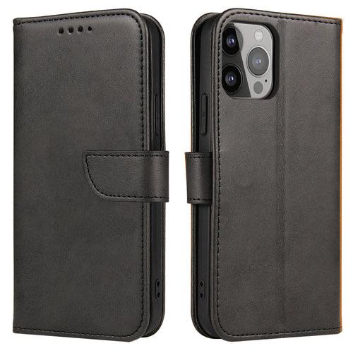 Wallet Case with Stand for iPhone 15 Pro Magnet Case - Black — Hurtel