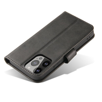 Wallet Case with Stand for iPhone 15 Pro Magnet Case - Black — Hurtel