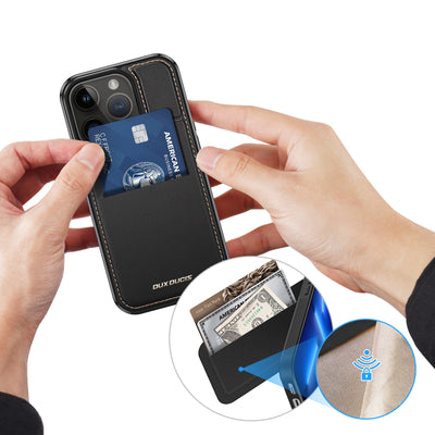 3in1 Wallet Case with Stand for iPhone 13 Pro MagSafe RFID Blocker Dux Ducis Rafi Mag - Black