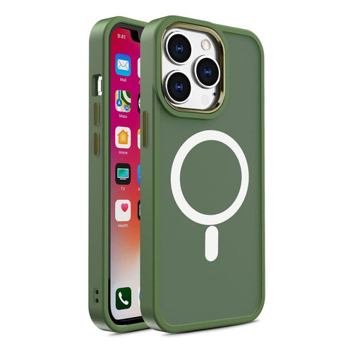 Armored magnetic iPhone 14 Plus MagSafe Color Matte Case - green — Hurtel