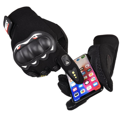 Motorcycle phone gloves with knuckle protector – black — Hurtel