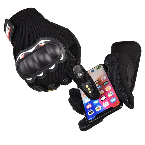 Motorcycle phone gloves with knuckle protector – black — Hurtel