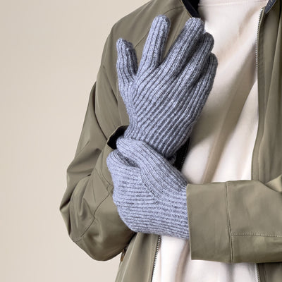 Braided telephone gloves with cut-outs for fingers - gray — Hurtel