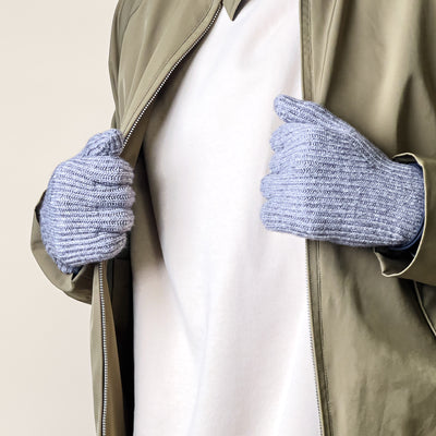 Braided telephone gloves with cut-outs for fingers - gray — Hurtel