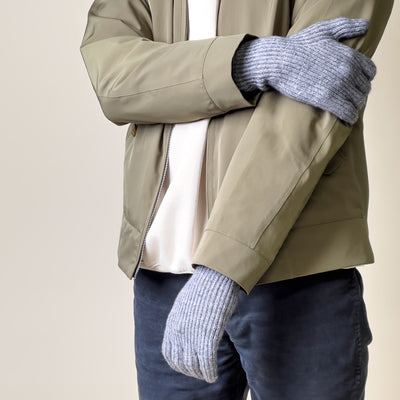 Braided telephone gloves with cut-outs for fingers - gray — Hurtel
