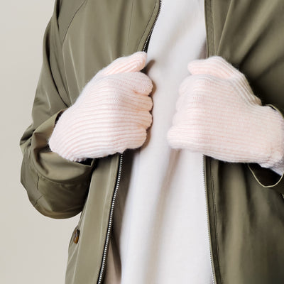 Braided phone gloves with cutouts for fingers - pink — Hurtel