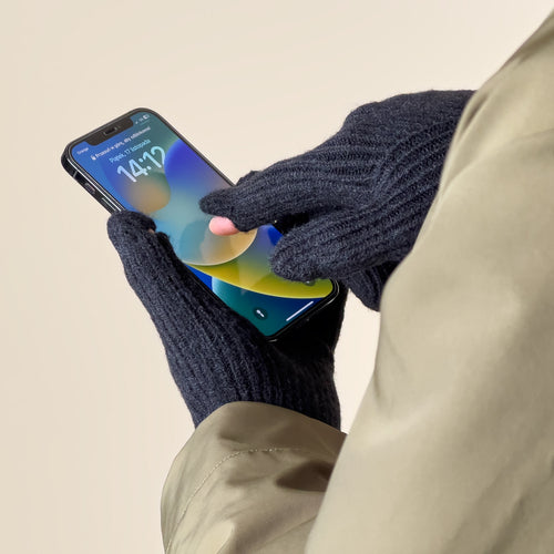 Braided telephone gloves with cut-outs for fingers - black — Hurtel