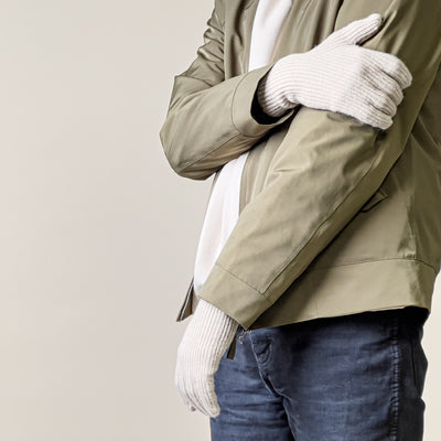 Braided telephone gloves with cutouts for fingers - beige — Hurtel