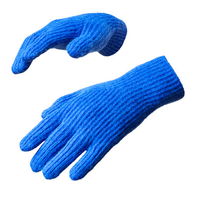 Braided telephone gloves with cutouts for fingers - blue — Hurtel