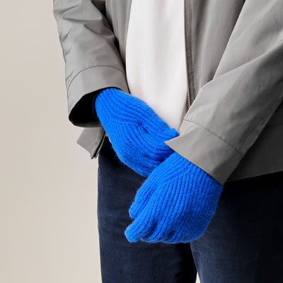 Braided telephone gloves with cutouts for fingers - blue — Hurtel