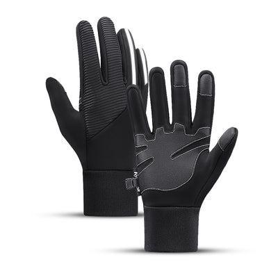 Insulated, non-slip sports phone gloves (size L) - black — Hurtel