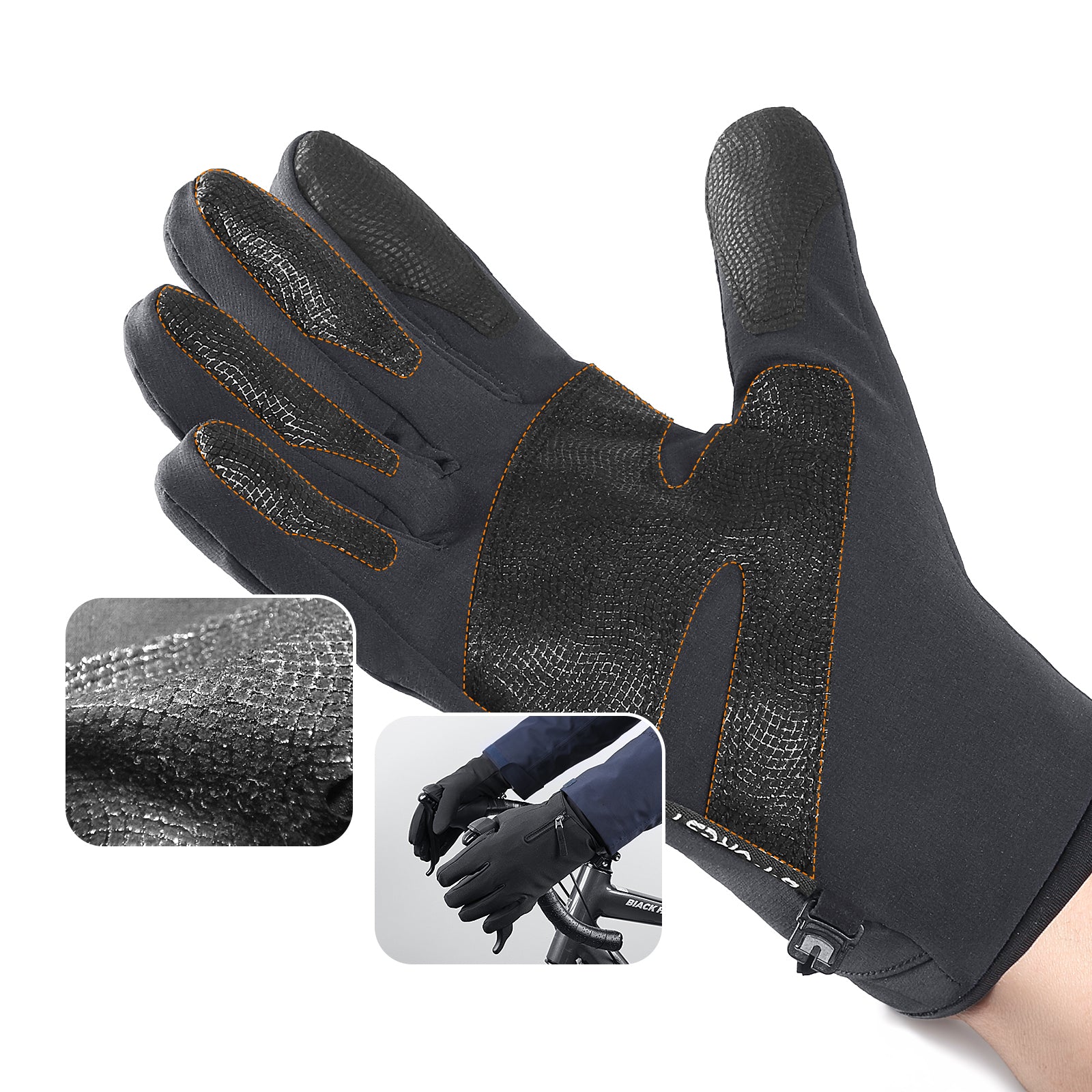 Anti-slip winter phone sports gloves (size XL) - black — Hurtel