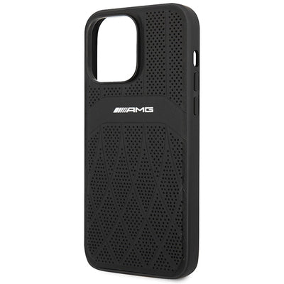 AMG AMHMP14XOSDBK iPhone 14 Pro Max 6.7" black/black hardcase Leather Curved Lines MagSafe — Mercedes