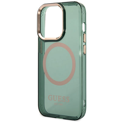 Guess GUHMP14LHTCMA iPhone 14 Pro 6.1" green/khaki hard case Gold Outline Translucent MagSafe