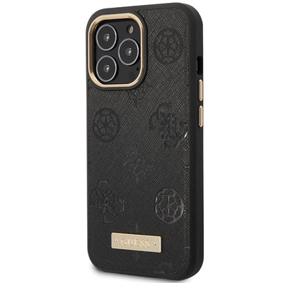 Guess GUHMP14LSAPSTK iPhone 14 Pro 6.1" black/black hardcase Peony Logo Plate MagSafe