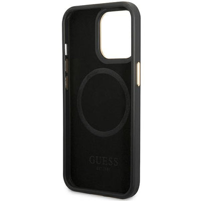 Guess GUHMP14LSAPSTK iPhone 14 Pro 6.1" black/black hardcase Peony Logo Plate MagSafe