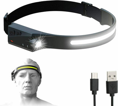 LED headlamp with IPX4 motion sensor USB-C 1200 mAh - black — Hurtel