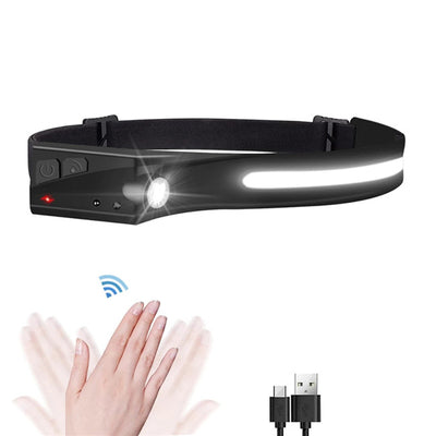 LED headlamp with IPX4 motion sensor USB-C 1200 mAh - black — Hurtel