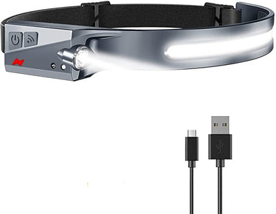 LED headlamp with IPX4 motion sensor USB-C 1200 mAh - black — Hurtel