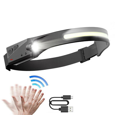 LED headlamp with IPX4 motion sensor USB-C 1200 mAh - black — Hurtel