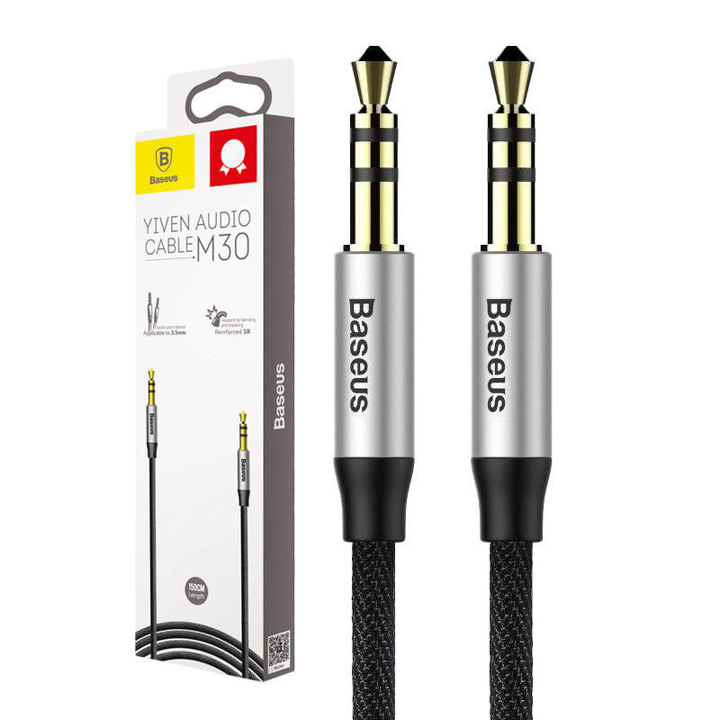 Baseus Yiven Audio Cable mini jack 3,5mm AUX, 1m (Black+Silver) - Product Image 8