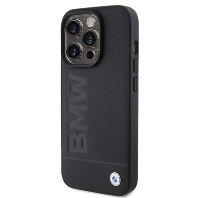 BMW Leather Hot Stamp iPhone 15 Pro Max Case - Black